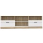 White and oak plywood TV cabinet 150x33.5x45 cm by , TV Furniture - Ref: Foro24-811462, Price: 114,41 €, Discount: %