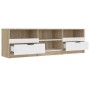 White and oak plywood TV cabinet 150x33.5x45 cm by , TV Furniture - Ref: Foro24-811462, Price: 114,41 €, Discount: %