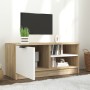 White and oak plywood TV cabinet 80x35x36.5 cm by , TV Furniture - Ref: Foro24-811476, Price: 62,99 €, Discount: %