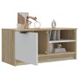 White and oak plywood TV cabinet 80x35x36.5 cm by , TV Furniture - Ref: Foro24-811476, Price: 62,99 €, Discount: %