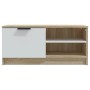 Mueble de TV madera contrachapada blanco y roble 80x35x36,5 cm de , Muebles TV - Ref: Foro24-811476, Precio: 62,15 €, Descuen...