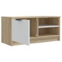 White and oak plywood TV cabinet 80x35x36.5 cm by , TV Furniture - Ref: Foro24-811476, Price: 62,99 €, Discount: %