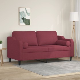 2-Sitzer-Sofa mit roten Stoffkissen 140 cm von , Sofas - Ref: Foro24-3200851, Preis: 232,90 €, Rabatt: %