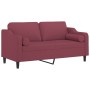 Sofá de 2 plazas con cojines tela rojo tinto 140 cm de , Sofás - Ref: Foro24-3200851, Precio: 231,99 €, Descuento: %