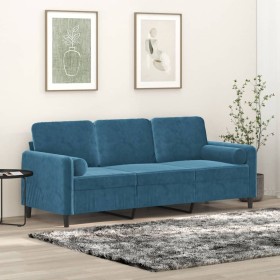 3-seater sofa with blue velvet cushions 180 cm by , Sofas - Ref: Foro24-3200900, Price: 316,08 €, Discount: %