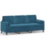 Sofá de 3 plazas con cojines terciopelo azul 180 cm de , Sofás - Ref: Foro24-3200900, Precio: 316,08 €, Descuento: %