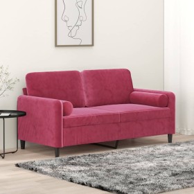 2-seater sofa with red velvet cushions 140 cm by , Sofas - Ref: Foro24-3200885, Price: 234,44 €, Discount: %