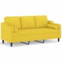 Sofá de 3 plazas con cojines tela amarillo claro 180 cm de , Sofás - Ref: Foro24-3200858, Precio: 297,99 €, Descuento: %