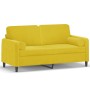 Sofá de 2 plazas con cojines terciopelo amarillo 140 cm de , Sofás - Ref: Foro24-3200887, Precio: 247,88 €, Descuento: %