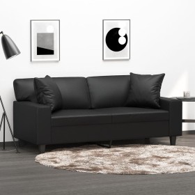 2-seater sofa with black synthetic leather cushions 140 cm by , Sofas - Ref: Foro24-3200866, Price: 267,59 €, Discount: %