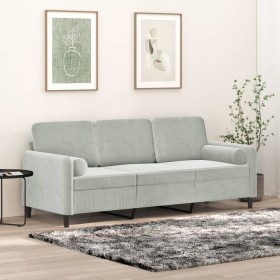 3-Sitzer-Sofa mit hellgrauen Samtkissen 180 cm von , Sofas - Ref: Foro24-3200891, Preis: 260,33 €, Rabatt: %