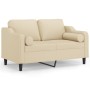 2-seater sofa with cream fabric cushions 120 cm by , Sofas - Ref: Foro24-3200839, Price: 249,99 €, Discount: %