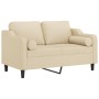 2-seater sofa with cream fabric cushions 120 cm by , Sofas - Ref: Foro24-3200839, Price: 249,99 €, Discount: %