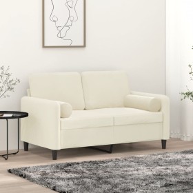 Sofá de 2 plazas con cojines terciopelo color crema 120 cm de , Sofás - Ref: Foro24-3200879, Precio: 246,74 €, Descuento: %