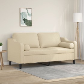 Sofá de 2 plazas con cojines tela color crema 140 cm de , Sofás - Ref: Foro24-3200847, Precio: 262,99 €, Descuento: %