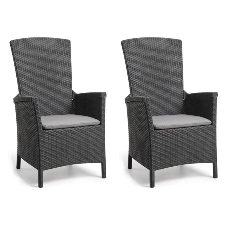 Keter Vermont reclining garden chairs 2 units graphite by , Garden chairs - Ref: Foro24-276218, Price: 247,99 €, Discount: %