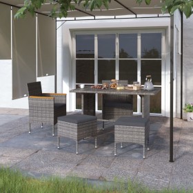 Garden chair and stool set 4 pieces PE rattan gray by , Garden chairs - Ref: Foro24-310615, Price: 210,99 €, Discount: %