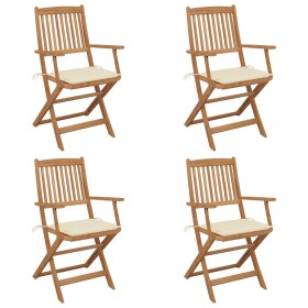 4 pcs folding garden chairs and solid acacia wood cushions by , Garden chairs - Ref: Foro24-3064619, Price: 213,99 €, Discoun...