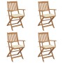 4 pcs folding garden chairs and solid acacia wood cushions by , Garden chairs - Ref: Foro24-3064619, Price: 218,32 €, Discoun...