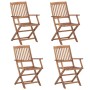 4 pcs folding garden chairs and solid acacia wood cushions by , Garden chairs - Ref: Foro24-3064619, Price: 218,32 €, Discoun...