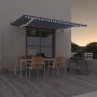 Retractable manual awning with blue and white LED lights 500x350 cm by , Awnings - Ref: Foro24-3069221, Price: 523,28 €, Disc...