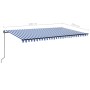 Retractable manual awning with blue and white LED lights 500x350 cm by , Awnings - Ref: Foro24-3069221, Price: 523,28 €, Disc...