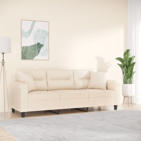 3-seater sofa with beige microfiber fabric cushions 180 cm by , Sofas - Ref: Foro24-3200982, Price: 323,99 €, Discount: %