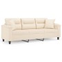 3-seater sofa with beige microfiber fabric cushions 180 cm by , Sofas - Ref: Foro24-3200982, Price: 323,42 €, Discount: %