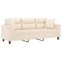 3-seater sofa with beige microfiber fabric cushions 180 cm by , Sofas - Ref: Foro24-3200982, Price: 323,42 €, Discount: %