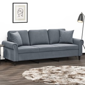 3-seater sofa with dark gray velvet cushions 180 cm by , Sofas - Ref: Foro24-3200956, Price: 328,99 €, Discount: %