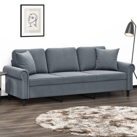 3-seater sofa with dark gray velvet cushions 180 cm by , Sofas - Ref: Foro24-3200956, Price: 355,30 €, Discount: %