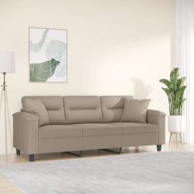 3-seater sofa with taupe gray microfiber fabric cushions 180 cm by , Sofas - Ref: Foro24-3200977, Price: 328,53 €, Discount: %