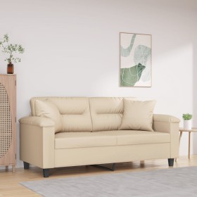 2-seater sofa with cream microfiber fabric cushions 140 cm by , Sofas - Ref: Foro24-3200975, Price: 270,05 €, Discount: %