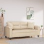 2-seater sofa with cream microfiber fabric cushions 140 cm by , Sofas - Ref: Foro24-3200975, Price: 270,05 €, Discount: %