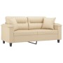 2-seater sofa with cream microfiber fabric cushions 140 cm by , Sofas - Ref: Foro24-3200975, Price: 270,05 €, Discount: %