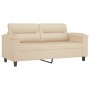 2-Sitzer-Sofa mit cremefarbenen Mikrofaser-Stoffkissen, 140 cm von , Sofas - Ref: Foro24-3200975, Preis: 270,05 €, Rabatt: %