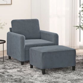 Dark gray velvet armchair with stool 60 cm by , Sofas - Ref: Foro24-3201165, Price: 225,99 €, Discount: %