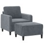 Sillón con taburete terciopelo gris oscuro 60 cm de , Sofás - Ref: Foro24-3201165, Precio: 229,68 €, Descuento: %