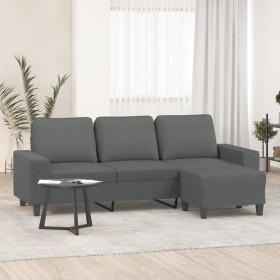 Sofá de 3 plazas con taburete de tela gris oscuro 180 cm de , Sofás - Ref: Foro24-3201152, Precio: 379,35 €, Descuento: %