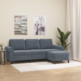 3-seater sofa with stool in dark gray velvet 180 cm by , Sofas - Ref: Foro24-3201216, Price: 411,05 €, Discount: %