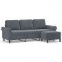 Sofá de 3 plazas con taburete de terciopelo gris oscuro 180 cm de , Sofás - Ref: Foro24-3201216, Precio: 416,97 €, Descuento: %