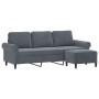 Sofá de 3 plazas con taburete de terciopelo gris oscuro 180 cm de , Sofás - Ref: Foro24-3201216, Precio: 416,97 €, Descuento: %