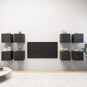 TV wall furniture 8 pcs gray 30.5x30x30 cm by , TV Furniture - Ref: Foro24-3078949, Price: 153,99 €, Discount: %