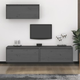 TV furniture 3 pieces solid gray pine wood by , TV Furniture - Ref: Foro24-3100136, Price: 161,69 €, Discount: %