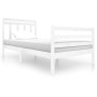 Estructura de cama madera maciza blanca 100x200 cm de , Camas y somieres - Ref: Foro24-3100645, Precio: 132,31 €, Descuento: %