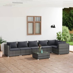 7-teiliges Gartenmöbel-Set und graue synthetische Rattankissen von , Gartensets - Ref: Foro24-3101725, Preis: 813,54 €, Rabat...