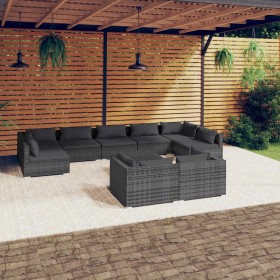 10-teiliges Gartenmöbel-Set und graue synthetische Rattankissen von , Gartensets - Ref: Foro24-3102069, Preis: 1,00 €, Rabatt: %