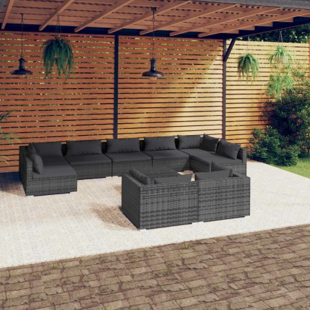 10-teiliges Gartenmöbel-Set und graue synthetische Rattankissen von , Gartensets - Ref: Foro24-3102069, Preis: 994,99 €, Raba...