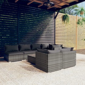 8-piece garden furniture set and gray synthetic rattan cushions by , Garden sets - Ref: Foro24-3102469, Price: 868,62 €, Disc...