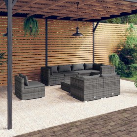 9-teiliges Gartenmöbel-Set und graue synthetische Rattankissen von , Gartensets - Ref: Foro24-3102621, Preis: 871,99 €, Rabat...